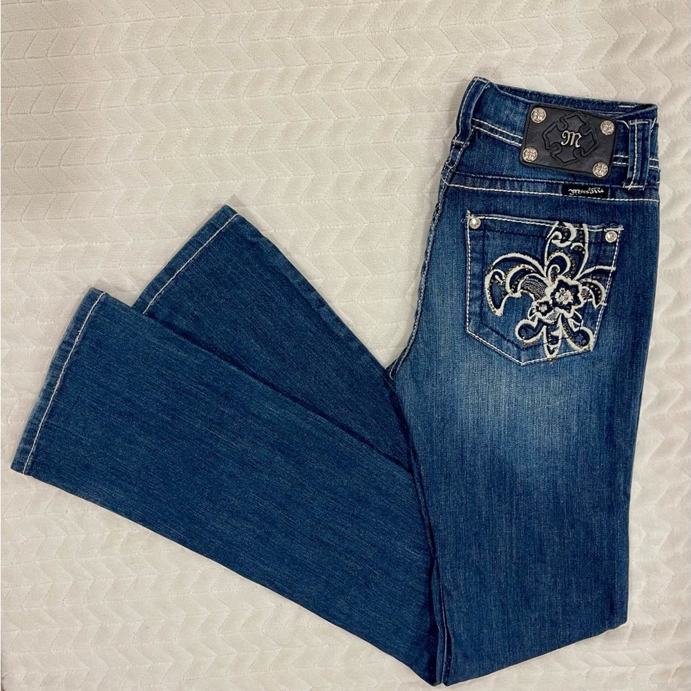 Miss Me Blue Bootcut Jeans with Embroidery